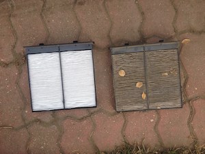 Cabin air filter being removed for replacement