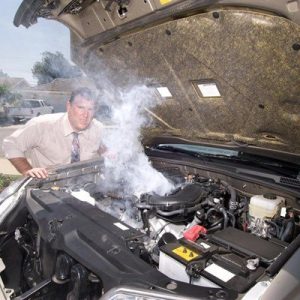 Smoke coming from a car engine