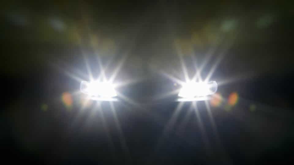 Car headlights on high beam
