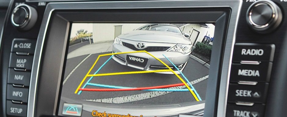 reverse-camera Car reversing camera mounted on rear of vehicle