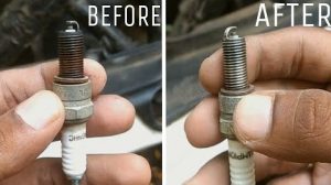 Cleaning a car spark plug
