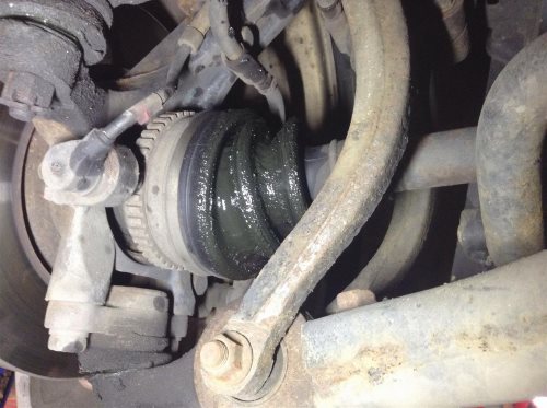 Leaking split CV boot on a drive axle