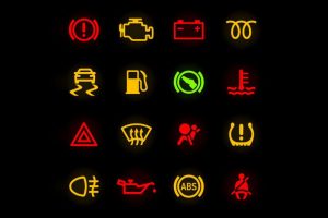 Dashboard warning lights indicating limp mode