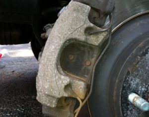 Rust and corrosion on a car brake component