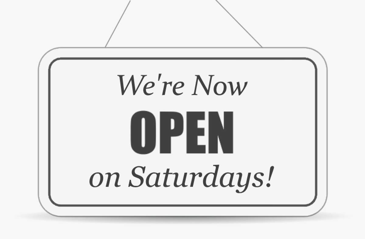 open-saturday Open on Saturdays sign for the mechanic workshop
