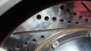 Overheated car brakes giving off a burning smell