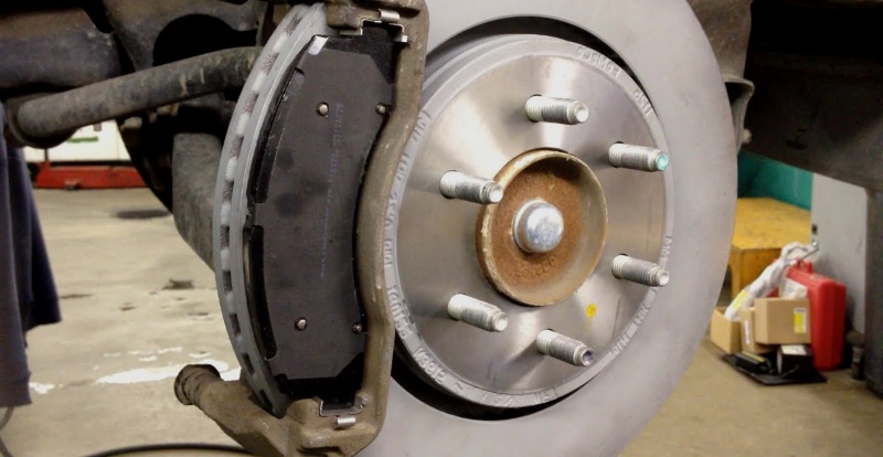 Worn brake pad removed from a caliper