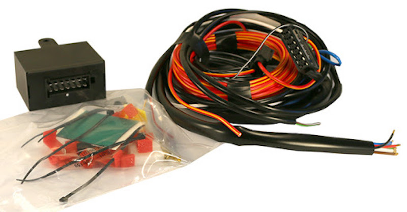 Towbar electrical wiring connected to a vehicle
