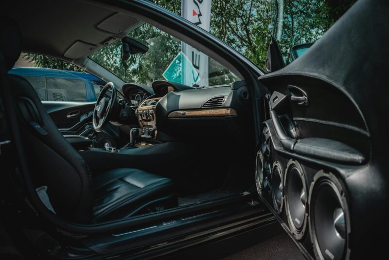 black car with speakers